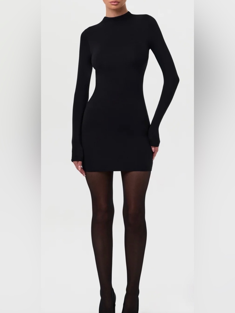 naked wardrobe Black Long Sleeve Bodycon Mini Dress